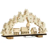 Hi Haushalt International LED Lichterbogen Leuchtbogen Schwibbogen Weihnachten Kirche Dorf Holz