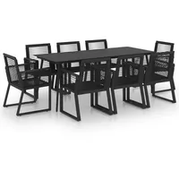 vidaXL 9-tlg Garten-Essgruppe PVC Rattan Schwarz