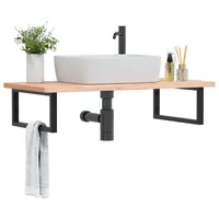 VidaXL Waschbeckenregal Wandmontage Stahl und Massivholz Buche