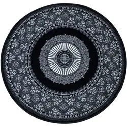 Teppich HOME AFFAIRE "Shari, Made in Belgium" Gr. 10, grau, H:7mm Ø:190cm, Kunstfaser, Teppiche, Orient-Dekor, mit Bordüre, Kurzflor, weich, pflegeleicht, elegant