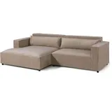 Livora Eckcouch Cord Velours 2-Sitzer Beige