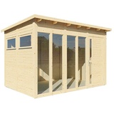 Bertilo Gerätehaus Pentus 3 Office  (Außenmaß inkl. Dachüberstand  (B x T): 359 x 265 cm, Holz, Natur)