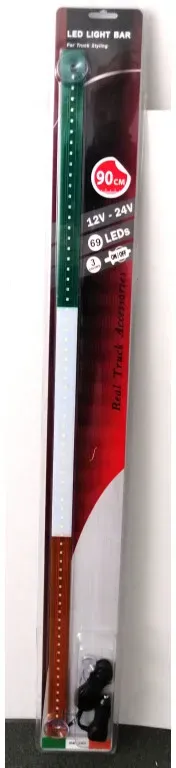 Leuchtender LED-Lichtbalken 90 cm, 69 LEDs, 12V–24V, grün-weiß-orange, IE (Ireland) Flagge, Irland