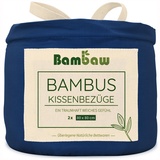 2X Kissenbezug Blau | Kissenbezüge 80x80 cm | Bettwäsche Bambus | Kühlendes Kopfkissen | Allergie Bettwäsche Set | Bettwäsche Kuschelig | Besser Schlafen | Kissenbezug Antibakteriell | Bambaw