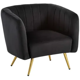 FineBuy Loungesessel FineBuy Clubsessel Samt Metall Schwarz Cocktailsessel Schalenstuhl