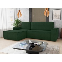 Sofnet Ecksofa Totti L, mit Schlaffunktion und Bettkasten, L-Form Couch, Cord Stoff, Schlafsofa mit Wellenfeder grün