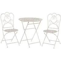 Beliani Garten Bistro Set Balkonset Balkonmöbel beige 2 Stühle Klapptisch Metall Trieste