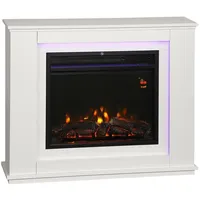 autolock Elektrokamin Elektrischer Kamin, realistische Flammen mit 12 Farben, Elektrokamin mit 5 Helligkeitsstufen, Fernbedienung, Timer weiß