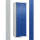 C+P Doppel-Spind Classic PLUS, 2 Abteile, HxBxT 185x60x50cm, Sicherheitsdrehriegel, Hellgrau/Enzianblau von PROREGAL