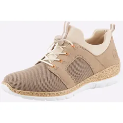 Slipper RIEKER, Damen, Gr. 41, beige (sesam), Textil, sportlich, Schuhe