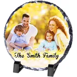 WACAR Schiefer-Foto, rund, Schieferbild, personalisiertes Fotogeschenk für Sie und Ihn, personalisiertes Gedenkgeschenk für Geburtstag, Jahrestag, Weihnachten, Hochzeit, Valentinstag, Muttertag, 20 cm