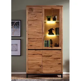 Massivmoebel24 Vitrine Wildeiche 103x40x205 natur geölt VILLANDERS 101