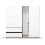 RAUCH Möbel Sevilla Schrank Kleiderschrank Schwebetürenschrank Weiß, Griffleisten graumetallic, 2-türig mit Spiegel, inkl. 2 Kleiderstangen, 2 Einlegeböden BxHxT 218x210x59 cm