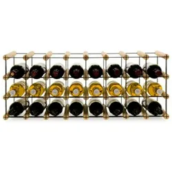 PROREGAL Modulares Weinregal VINOTECA MOD METAL | HxBxT 32,5x82,5x24,5cm | 8x3 Flaschen | Massives Kiefernholz | Natur | Flaschenregal