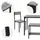 ML-Design Esstisch Set 4-teilig, Eiche-Grau, Esszimmertisch mit 2 Stühlen 1 Bank, Essgruppe für 4 Personen, Sitzgruppe Küchentisch Metallrahmen, Bartisch Set, Esszimmergruppe für Küche Esszimmer