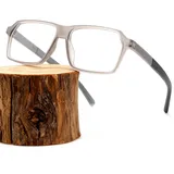 KUKU Blaulichtfilter Brille Ohne Stärke Damen Herren, TR90 Gestell Große Rahmen Rechteckig Computerbrille Lesebrille mit Blaulichtfilter Gaming Blue Light Blocking (Grau) - 15-146-144 mm
