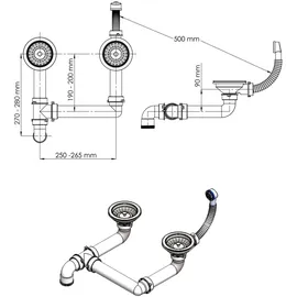 vidaXL Küchenspüle mit Überlauf Doppelbecken Weiß Granit