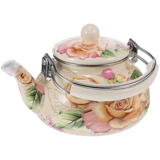 Cabilock Emaille Edelstahl Teekessel 2. 4LRetro Kaffeekanne Fu Tee Set mit Griff Tea Pot Wasserkocher Wasserkessel Induktion Teekocher Vintage Wasserkanne Kanne für Gas und E- Herd