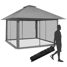 Costway Faltpavillon 4 x 4 m inkl. 4 Seitenteile Grau