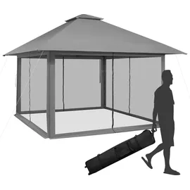 Costway Faltpavillon 4 x 4 m inkl. 4 Seitenteile Grau