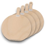 AUPROTEC Pizzaschaufel Holz Pizzaschieber Pizzabrett Birke geschliffen Modell Hendrik: 4er Set, Größe L Ø 36 cm