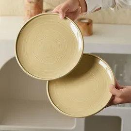 JIWOO Speiseteller Ø 21 cm braun 4er Set