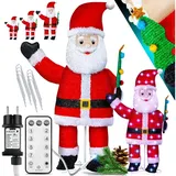 KESSER KESSER® LED Weihnachtsmann Santa mit Fernbedienung - Mit 8 Modi Bunter Farbspiel- Timer 24H Weihnachtsfigur Weihnachtsdekoration für Indoor & Outdoor IP44 Weihnachtsbeleuchtung