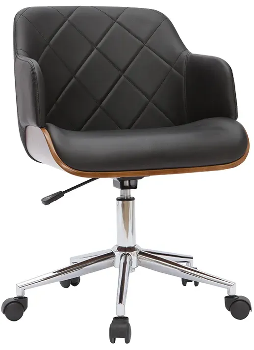 Design-Bürostuhl schwarz und dunkles Holz SANDRO
