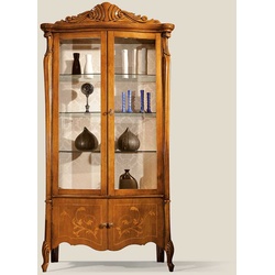 Barocke Esszimmer Vitrine in Nussbaumfarben Glastüren