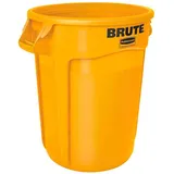 Proregal Rubbermaid Brute Runde Mehrzwecktonne Mit Belüftungskanälen 121,1 Liter HxBxT 69,2 x 63,5 x 55,5 cm Aus Widerstandsfähigem Kunststoff Gelb