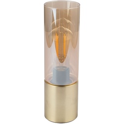 Tischleuchten Wohnzimmer Nachttischlampe Leselampe Touchschalter Glasschirm Tischlampe in Messingfarben, Metall, 1x E27, DxH 9x30 cm