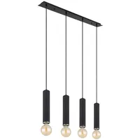 GLOBO Hängelampe 4-flg. 93 cm skandinavisch Holz Metall schwarz nickel