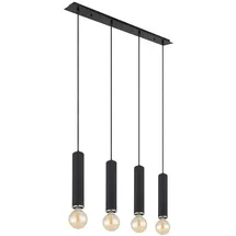 GLOBO Hängelampe 4-flg. 93 cm skandinavisch Holz Metall schwarz nickel