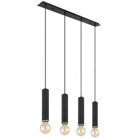 GLOBO Hängelampe 4-flg. 93 cm skandinavisch Holz Metall schwarz nickel