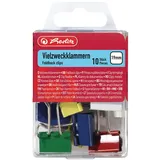 Herlitz Vielzweckklammer 19 mm, Metall, 10 Stück in Hängebox, farbig sortiert