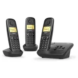 Gigaset A270A Trio, DECT-Telefon, Kabelloses Mobilteil, Freisprecheinrichtung, 80 Eintragungen, Anrufer-Identifikation, Schwarz - Schwarz