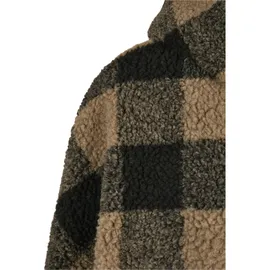 URBAN CLASSICS Hooded Oversized Check Sherpa Big Jacke Beige / Black 4XL