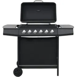 vidaXL Gasgrill mit 6 Flammen Stahl Schwarz
