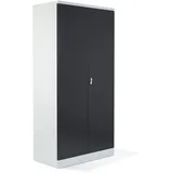 Schrank & Stuhl XL Werkzeugschrank – Werkstattschrank mit 4 höhenverstellbaren Fachböden, Stahlschrank für Werkzeuge, 195 x 92 x 50 cm (H x B x T), Grau/Schwarz