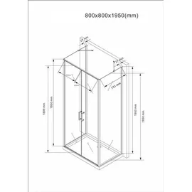 Buylando Nora 80x80x80 cm H: 195 cm U Form Duschkabine Klarglas - Buylando