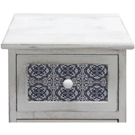 Mobili Rebecca Nachttisch, Weiß Grau Blau, 59,5x30x25