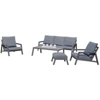 Sonnenpartner 5-teilige Lounge-Sitzgruppe Empire mit Tisch Aluminium anthrazit mit Kissen Loungegrup