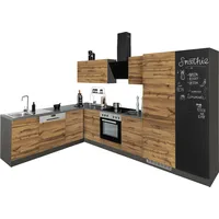 kochstation Winkelküche L-Form 220 cm grau