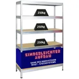 Proregal Schwerlastregal Rivet HxBxT 180 x 120 x 45 cm Fachlast 250 kg Innovatives Stecksystem Verzinkt