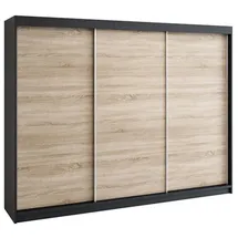 A&J MöbelLand Schiebetürenschrank MERI 200 x 215 x 59,5 cm Schwarz/Sonoma