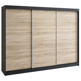A&J MöbelLand Schiebetürenschrank MERI 200 x 215 x 59,5 cm Schwarz/Sonoma