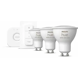 Philips Hue White & Col. Amb. GU10 Dreierpack inkl. Dimmschalter Starter Set Mehrfarbig