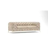 s-style möbel - Chesterfield Sofa 3-Sitzer mit Goldene Metall Füßen | 225 cm X 75 cm X 100 cm