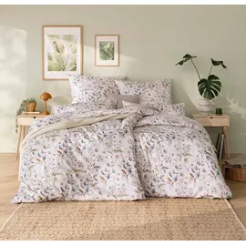 Estella Mako-Satin Bettwäsche Jolanda creme Wiesenblumen Blätter 7953-215