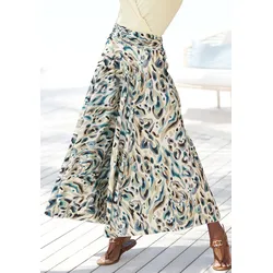 Hosenrock LASCANA, Damen, Gr. 36, beige (sand bedruckt), Web, Obermaterial: 100% Polyester, bedruckt, modisch, figurumspielend knöchelfrei, Röcke, mit Alloverdruck, Culotte, extraweites Bein, Topseller